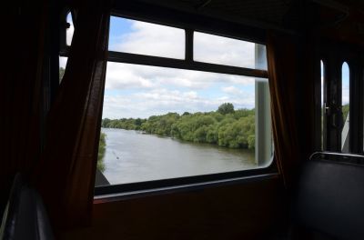 Blick auf den Main anlässlich der Pendelfahrten zum Jubiläum "100+1 Jahre Hafen Aschaffenburg" am 10.07.2022
